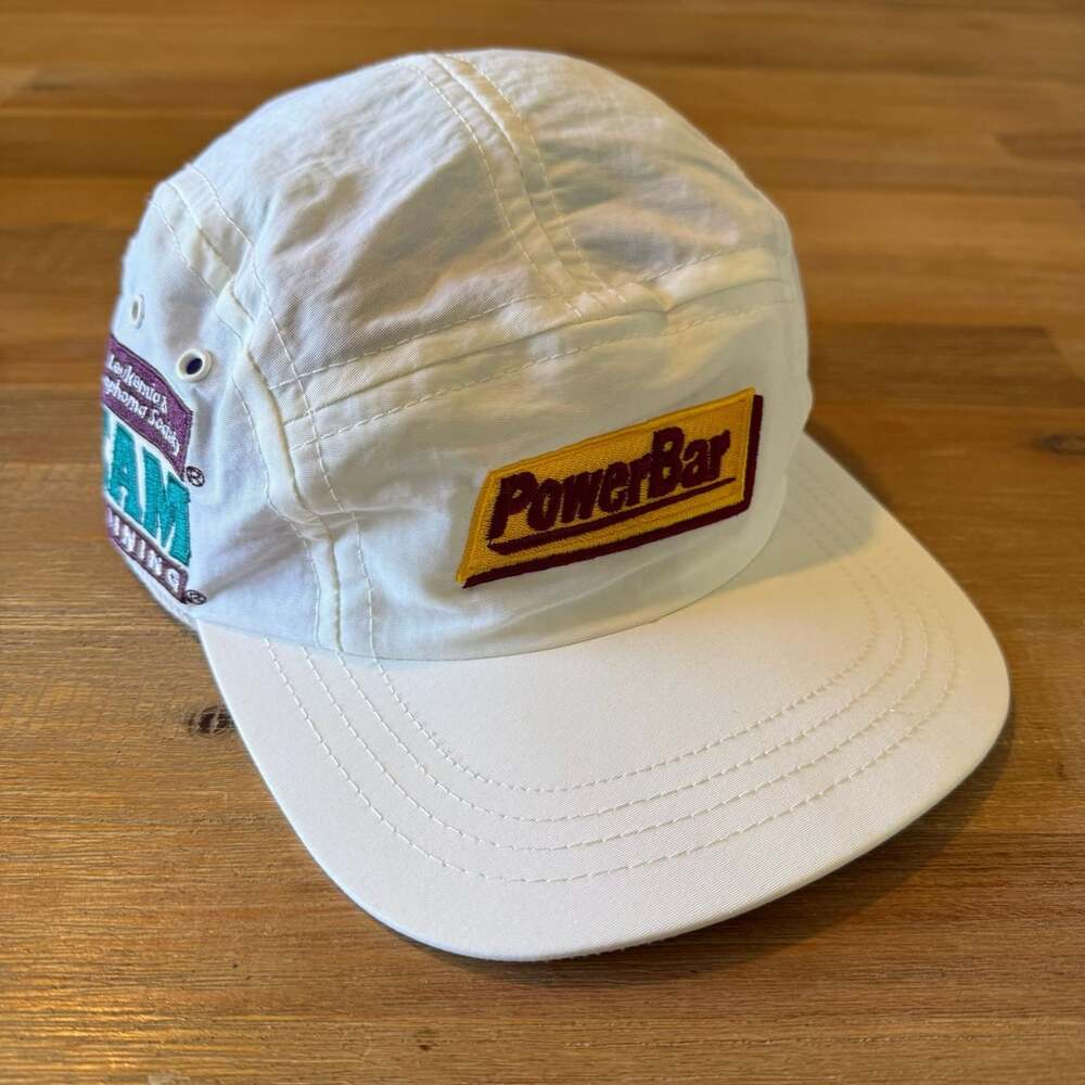 Vintage 2005 PowerBar Hat Team In Training 5 Panel Runner Cap White USA Made